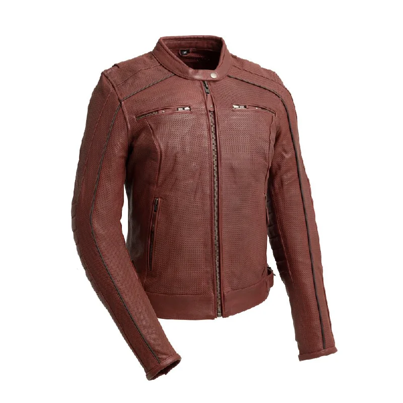 Women's pea coats in a plus - size fit for a flattering and warm winter coatJada - Women's Perforated Motorcycle Leather Jacket