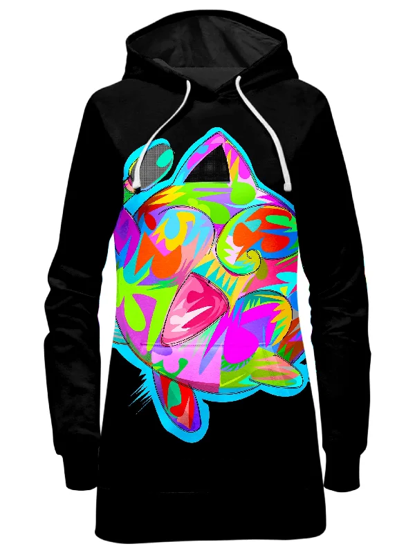 Women's tie - dye hoodie in bright colors for a retro and eye - catching styleJiggly Black Hoodie Dress Women's tie - dye hoodie in bright colors for a retro and eye - catching styleJiggly Black Hoodie Dress