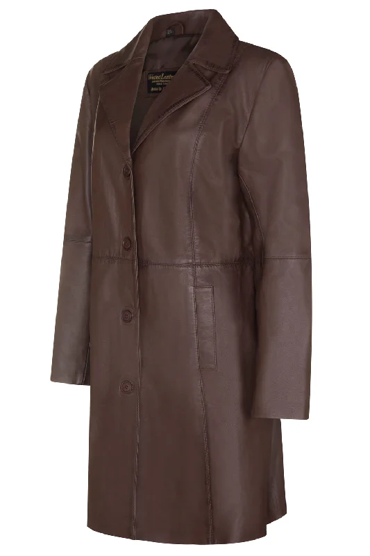 Women's pea coats in a plus - size fit for a flattering and warm winter coatLADIES Brown ¾ LEATHER COAT CLASSIC 3/4 KNEE-LENGTH Women's pea coats in a plus - size fit for a flattering and warm winter coatLADIES Brown ¾ LEATHER COAT CLASSIC 3/4 KNEE-LENGTH