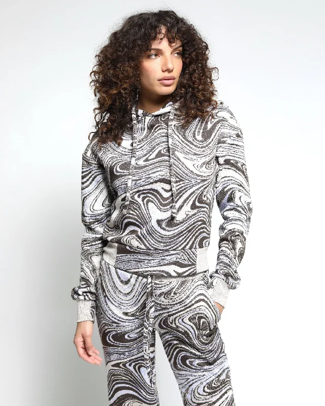 Women's mock - neck sweatshirt made of moisture - wicking material for fitness useLiquid Swirl Hyper Reality Knit Hoodie Women's mock - neck sweatshirt made of moisture - wicking material for fitness useLiquid Swirl Hyper Reality Knit Hoodie