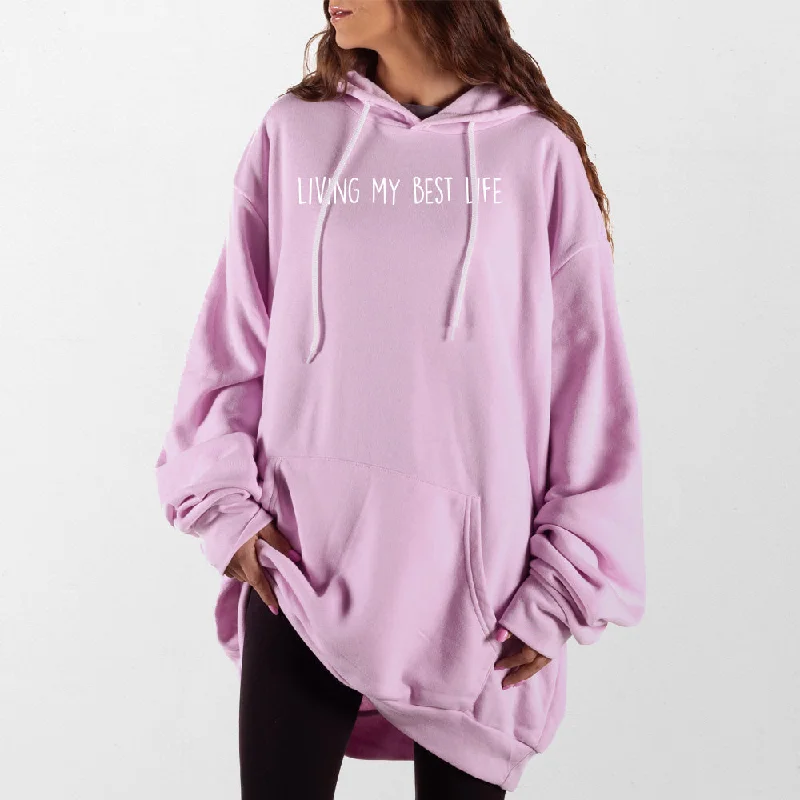 Women's tie - front hoodie in a lightweight fabric for summer layeringLiving My Best Life Giant Hoodie Women's tie - front hoodie in a lightweight fabric for summer layeringLiving My Best Life Giant Hoodie