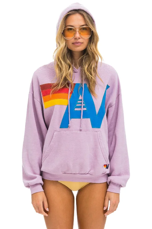 Women's sherpa - lined hoodie for extreme cold weather outdoor activitiesLOGO STITCH PULLOVER RELAXED HOODIE - MAUVE Women's sherpa - lined hoodie for extreme cold weather outdoor activitiesLOGO STITCH PULLOVER RELAXED HOODIE - MAUVE