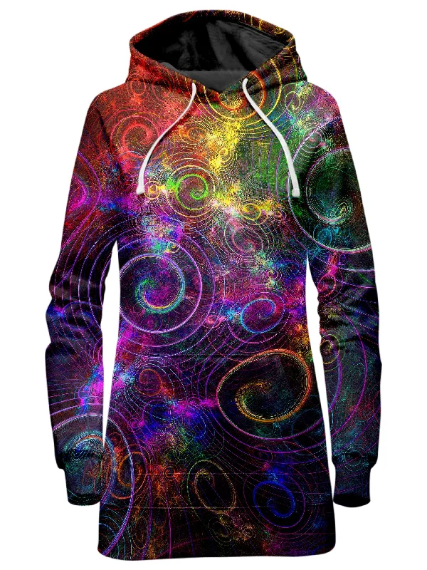 Women's oversized cropped hoodie with drawstrings for a trendy lookMental Swirl Hoodie Dress Women's oversized cropped hoodie with drawstrings for a trendy lookMental Swirl Hoodie Dress