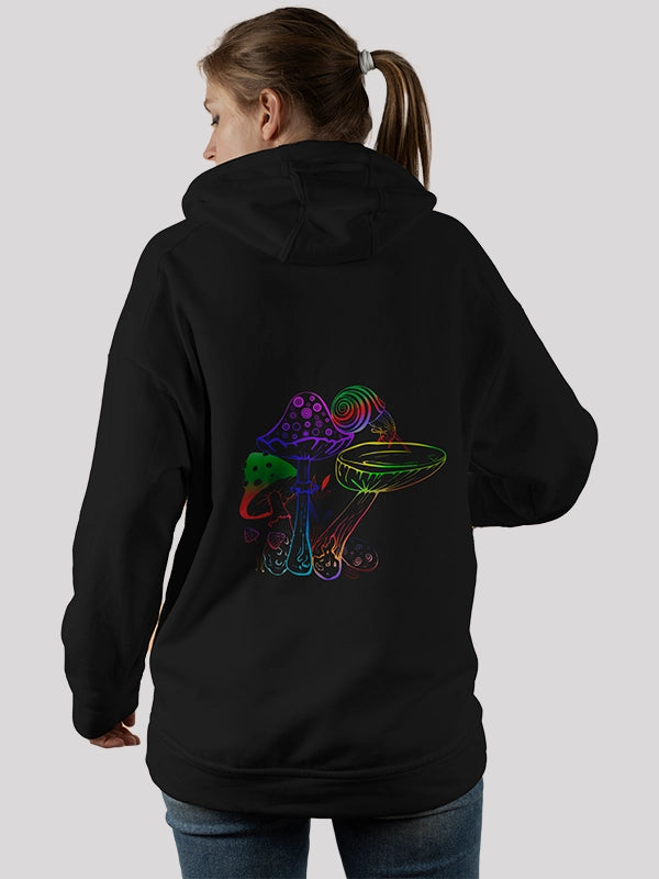 Women's tie - front hoodie in a lightweight fabric for summer layeringMushroom Black Women's Hoodie Women's tie - front hoodie in a lightweight fabric for summer layeringMushroom Black Women's Hoodie