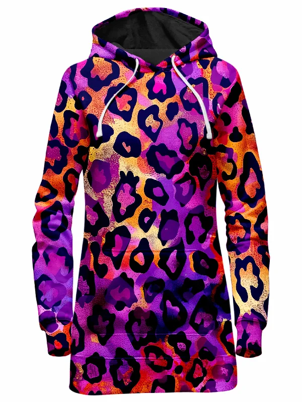 Women's hoodie with a detachable hood for customizable stylingNeon Leopard Hoodie Dress Women's hoodie with a detachable hood for customizable stylingNeon Leopard Hoodie Dress