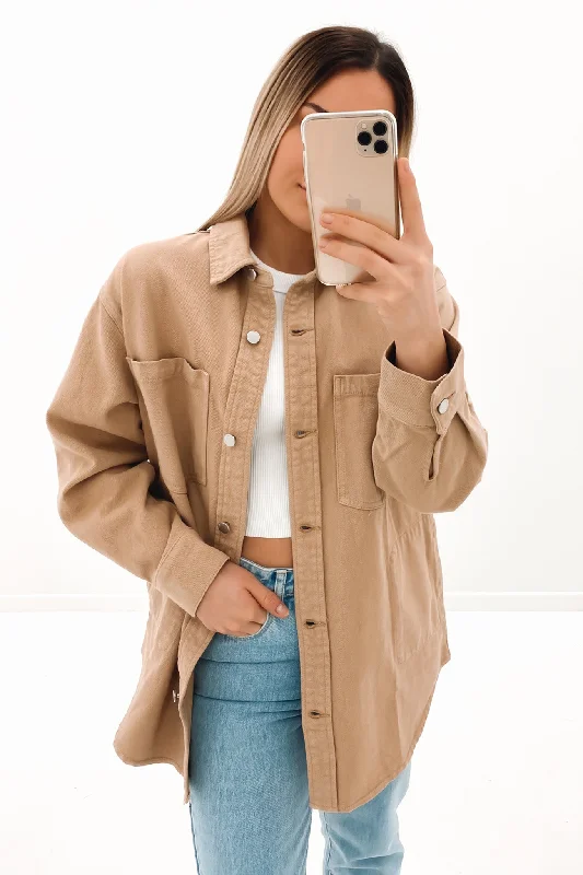 Women's long - length wool blend jackets for a warm and stylish winter lookNoa Denim Jacket Biscuit Women's long - length wool blend jackets for a warm and stylish winter lookNoa Denim Jacket Biscuit