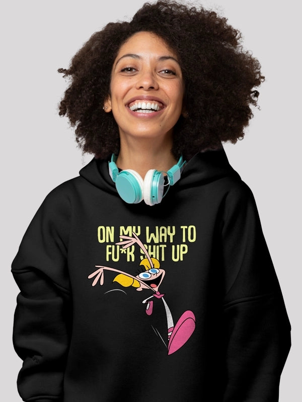 Women's long - sleeve cropped sweatshirt with ribbed cuffs for a snug fitOn my way Black Women's Hoodie Women's long - sleeve cropped sweatshirt with ribbed cuffs for a snug fitOn my way Black Women's Hoodie