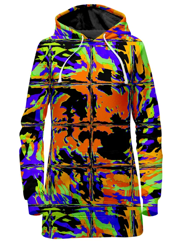 Women's zip - up sweatshirt in pastel blue for a soft and stylish outfitOrange Violet Rave Glitch Hoodie Dress Women's zip - up sweatshirt in pastel blue for a soft and stylish outfitOrange Violet Rave Glitch Hoodie Dress