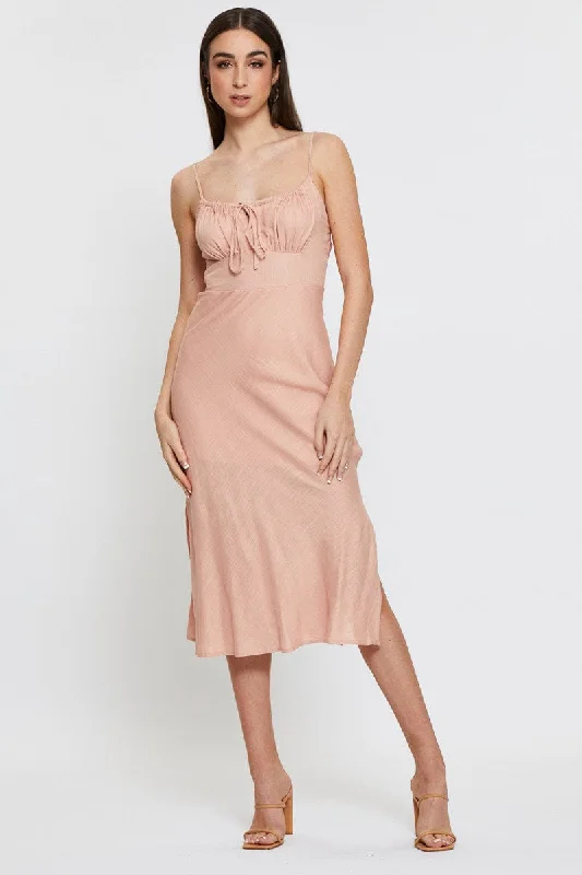 Sheath Women Dress with a Tailored Fit for a Professional LookPink Midi Dress Sleeveless Linen Sheath Women Dress with a Tailored Fit for a Professional LookPink Midi Dress Sleeveless Linen