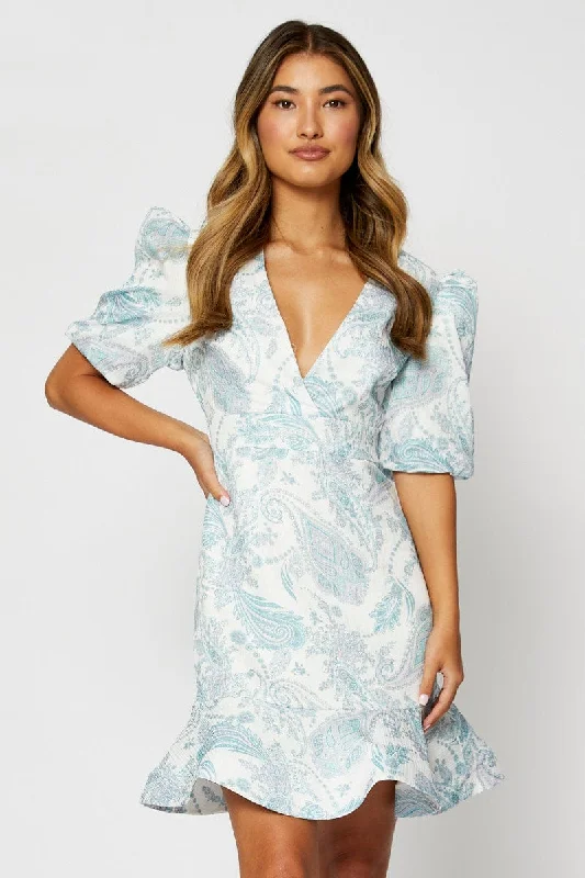 Backless Women Dress for a Sexy and Alluring Look at Evening EventsPrint Mini Dress V Neck Backless Women Dress for a Sexy and Alluring Look at Evening EventsPrint Mini Dress V Neck