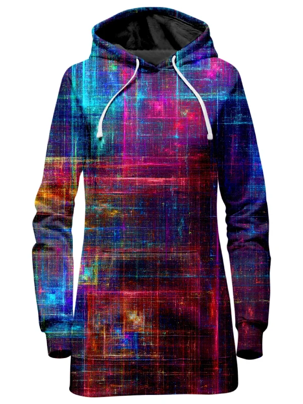 Women's color - block hoodie combining bold hues for a fashion - forward statementPsychedelic Matrix Rainbow Hoodie Dress Women's color - block hoodie combining bold hues for a fashion - forward statementPsychedelic Matrix Rainbow Hoodie Dress