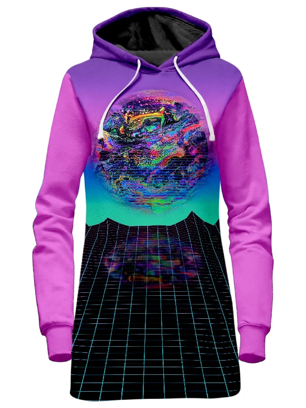 Women's cropped sweatshirt with a lace - trimmed hem for a romantic lookPsychedelic Outrun Hoodie Dress Women's cropped sweatshirt with a lace - trimmed hem for a romantic lookPsychedelic Outrun Hoodie Dress