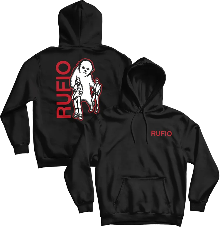 Women's tie - dye hoodie in bright colors for a retro and eye - catching styleRUFIO "MCMLXXXV" (Black) (Pullover Hoodie)