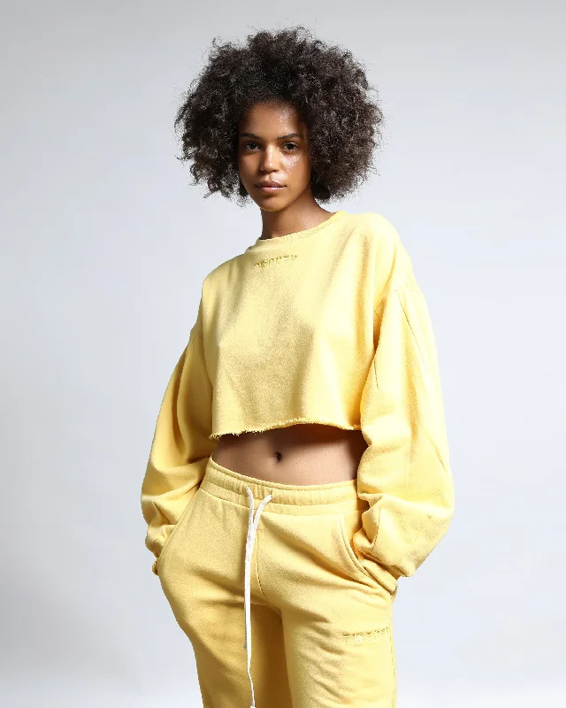 Women's cropped sweatshirt with a lace - trimmed hem for a romantic lookSunnyside Balloon Sleeve Crop Crewneck (FINAL SALE) Women's cropped sweatshirt with a lace - trimmed hem for a romantic lookSunnyside Balloon Sleeve Crop Crewneck (FINAL SALE)