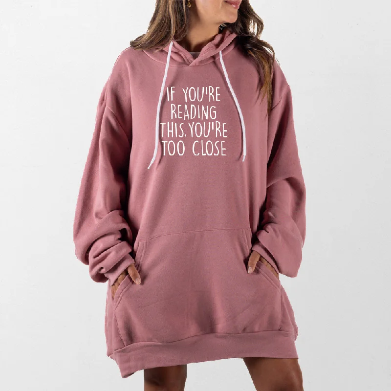 Women's long - sleeve cropped sweatshirt with ribbed cuffs for a snug fitToo Close Giant Hoodie Women's long - sleeve cropped sweatshirt with ribbed cuffs for a snug fitToo Close Giant Hoodie