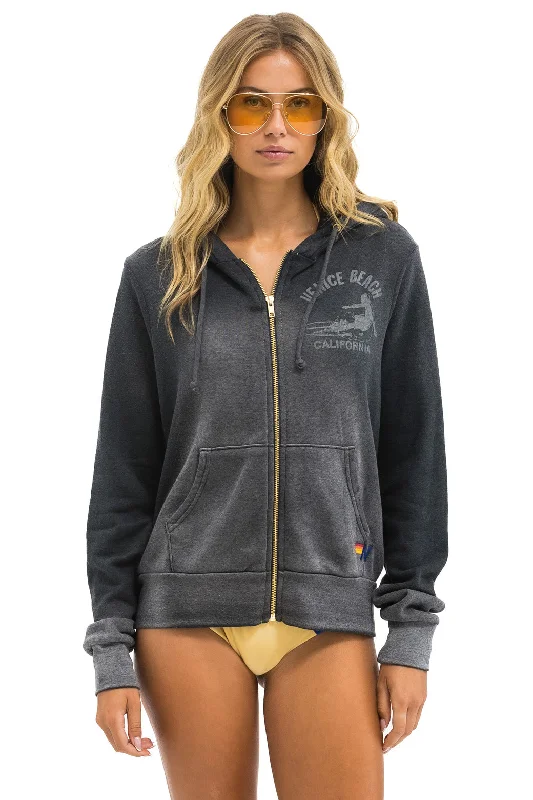 Women's quarter - zip sweatshirt made of organic cotton for eco - conscious fashionVENICE SURFER ZIP HOODIE - FADED SMOKE Women's quarter - zip sweatshirt made of organic cotton for eco - conscious fashionVENICE SURFER ZIP HOODIE - FADED SMOKE