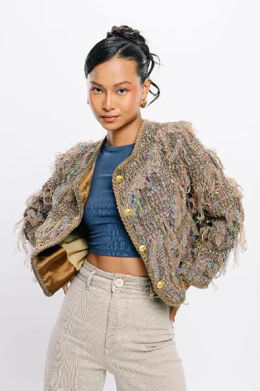 Women's trench coats with a removable belt for customizable stylingFringe Crop Brown Jacket Women's trench coats with a removable belt for customizable stylingFringe Crop Brown Jacket