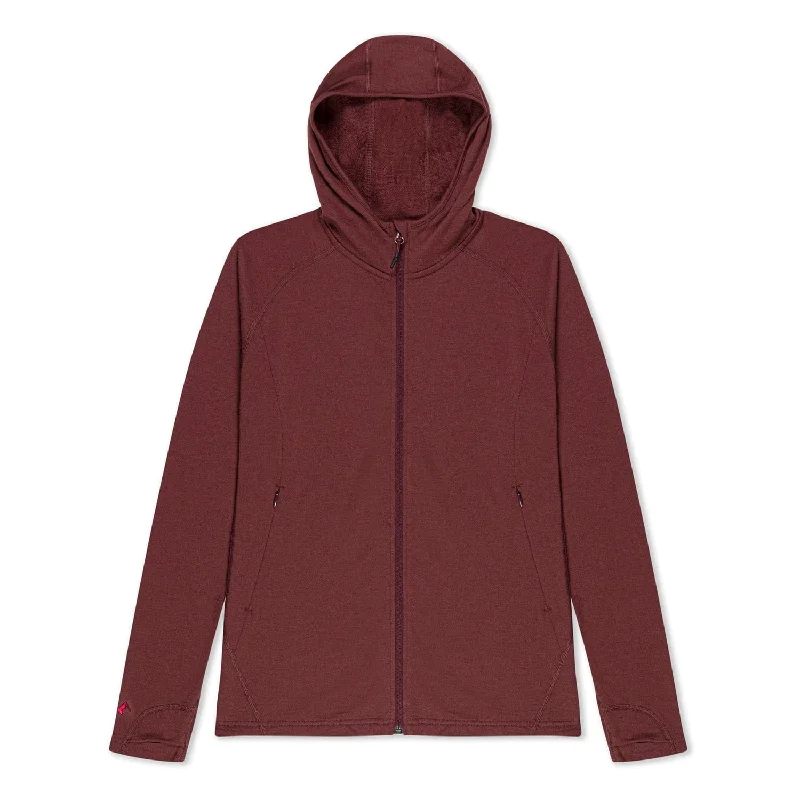 Women's hoodie with a kangaroo pocket and a pom - pom drawstring for added charmWomen's Hyde Merino Wool Hoodie Full Zip Women's hoodie with a kangaroo pocket and a pom - pom drawstring for added charmWomen's Hyde Merino Wool Hoodie Full Zip
