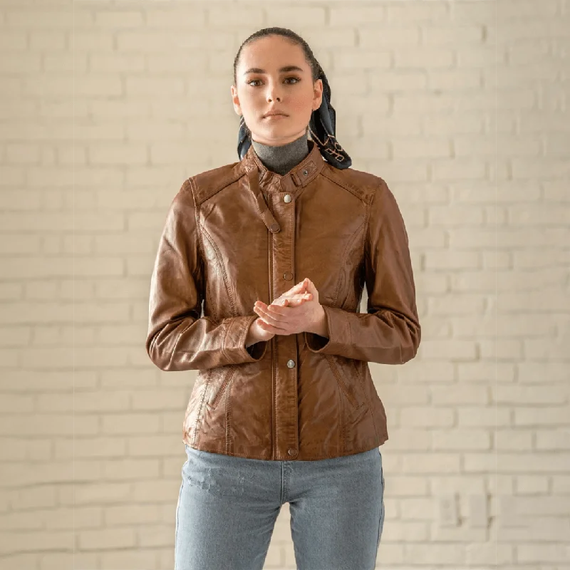 Women's long - line cardigan jackets in a soft knit for a cozy and elegant lookLamb Leather Coat - Cognac Women's long - line cardigan jackets in a soft knit for a cozy and elegant lookLamb Leather Coat - Cognac