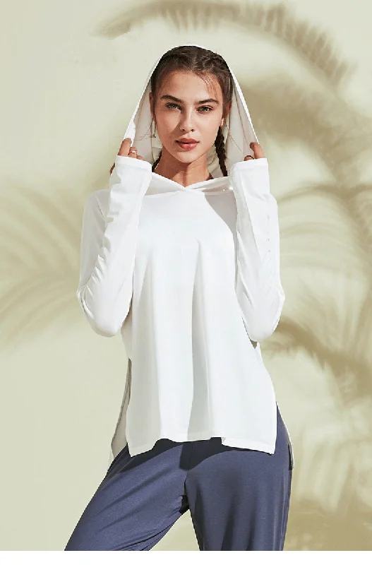 Women's pullover hoodie with a side slit for a modern and relaxed fitWomens Loose Hooded Gym shirt Women's pullover hoodie with a side slit for a modern and relaxed fitWomens Loose Hooded Gym shirt