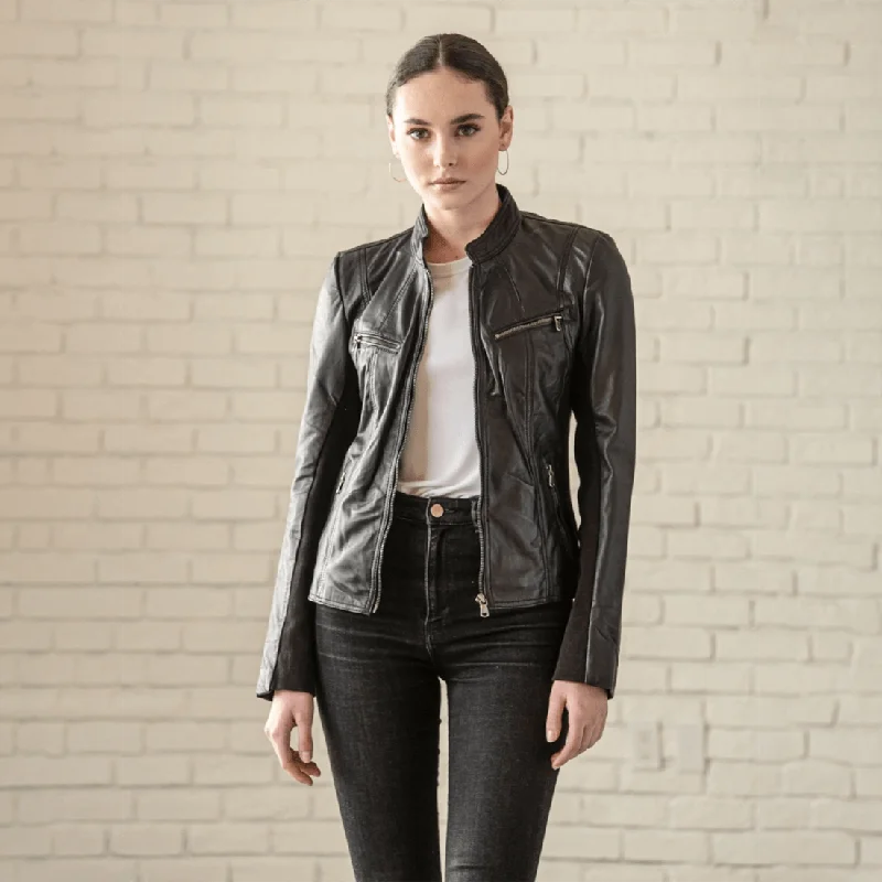 Women's bomber jackets with floral embroidery for a feminine and unique designDaisy Leather Jacket - Black Women's bomber jackets with floral embroidery for a feminine and unique designDaisy Leather Jacket - Black