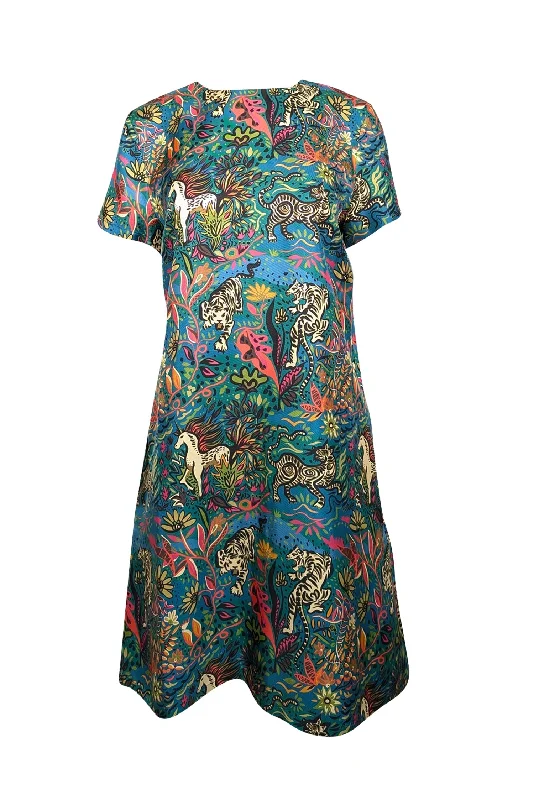 Sheath Women Dress with a Tailored Fit for a Professional Look Sheath Women Dress with a Tailored Fit for a Professional Look La DoubleJ - Blue, Teal, & Pink Jungle Print Silk Mini Swing Dress Sz L Sheath Women Dress with a Tailored Fit for a Professional Look Sheath Women Dress with a Tailored Fit for a Professional Look La DoubleJ - Blue, Teal, & Pink Jungle Print Silk Mini Swing Dress Sz L