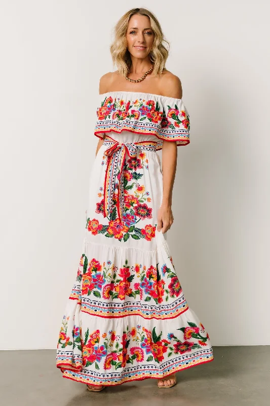 Maxi dresses with a ruched bodice for a more form - fitting and feminine shapeAlejandra Maxi Dress | Ivory Multi Floral Maxi dresses with a ruched bodice for a more form - fitting and feminine shapeAlejandra Maxi Dress | Ivory Multi Floral