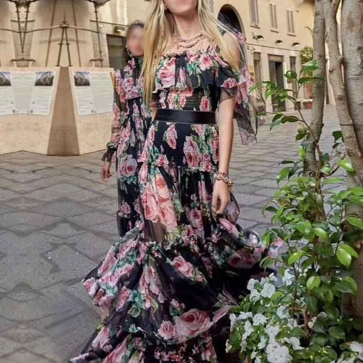 Ruffled maxi dresses with a tiered skirt for added volumeKittenAlarm - Bailey Floral Ruffle Maxi Dress Ruffled maxi dresses with a tiered skirt for added volumeKittenAlarm - Bailey Floral Ruffle Maxi Dress