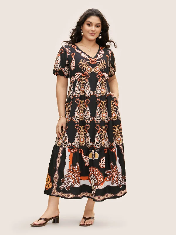 Animal print maxi dresses for a statement - making outfitBandana Print Lantern Sleeve Maxi Dress Animal print maxi dresses for a statement - making outfitBandana Print Lantern Sleeve Maxi Dress