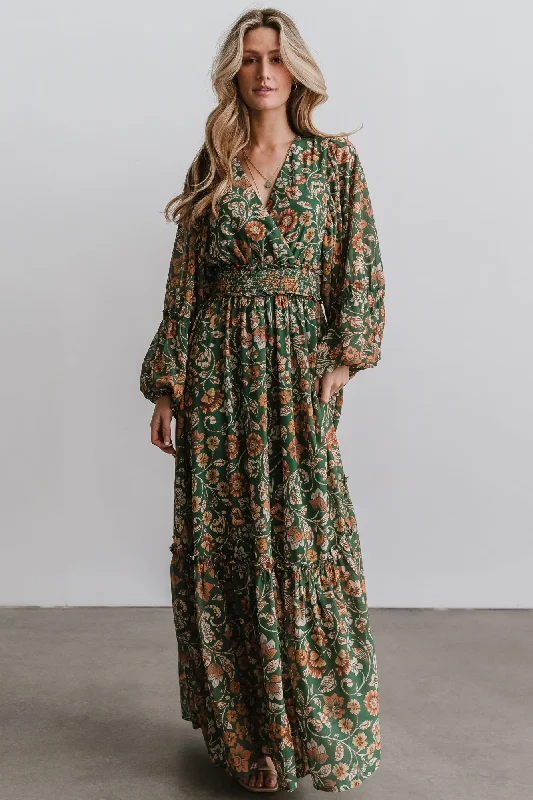 Maxi dresses with off - the - shoulder styles for a romantic and breezy lookBria Maxi Dress | Green Floral Maxi dresses with off - the - shoulder styles for a romantic and breezy lookBria Maxi Dress | Green Floral