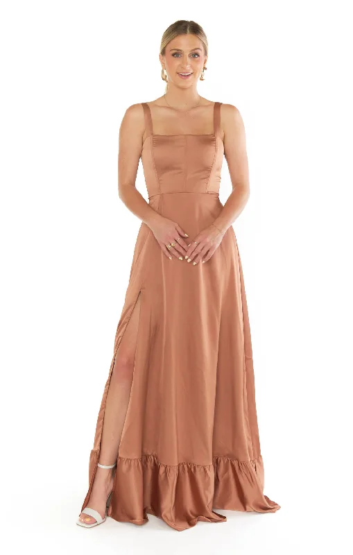 Maxi dresses with a V - neckline for a flattering and elongating shapeClarissa Corset Dress ~ Copper Luxe Satin Maxi dresses with a V - neckline for a flattering and elongating shapeClarissa Corset Dress ~ Copper Luxe Satin