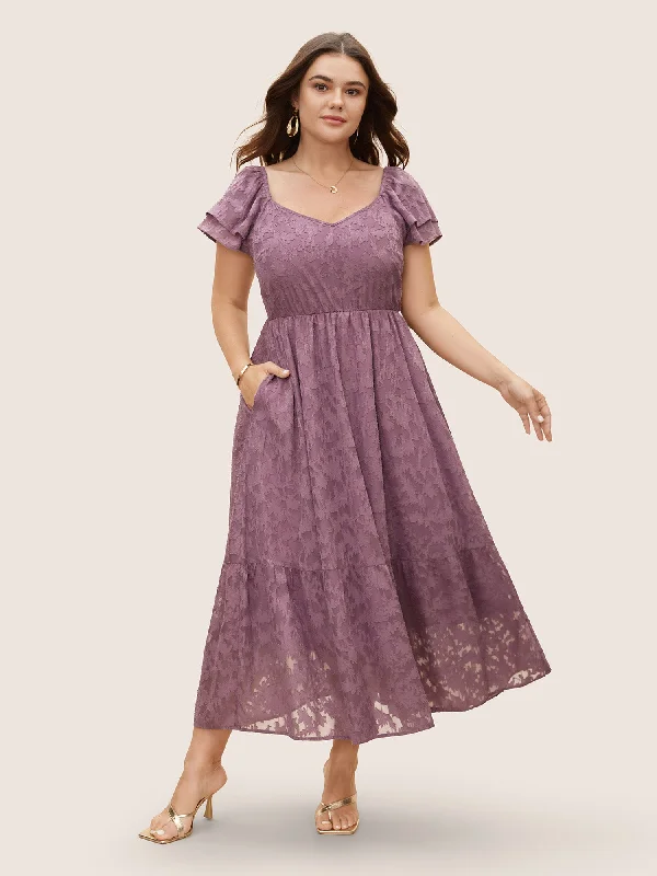 Maxi dresses with ribbed textures for a unique and tactile lookHeart Neckline Jacquard Tiered Ruffle Sleeve Dress Maxi dresses with ribbed textures for a unique and tactile lookHeart Neckline Jacquard Tiered Ruffle Sleeve Dress