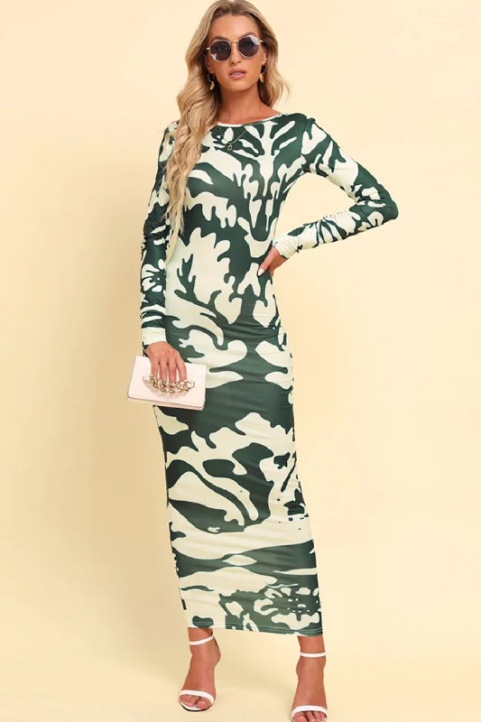 Maxi dresses with polka dot prints for a playful stylePrinted Backless Long Sleeve Maxi Dress Maxi dresses with polka dot prints for a playful stylePrinted Backless Long Sleeve Maxi Dress