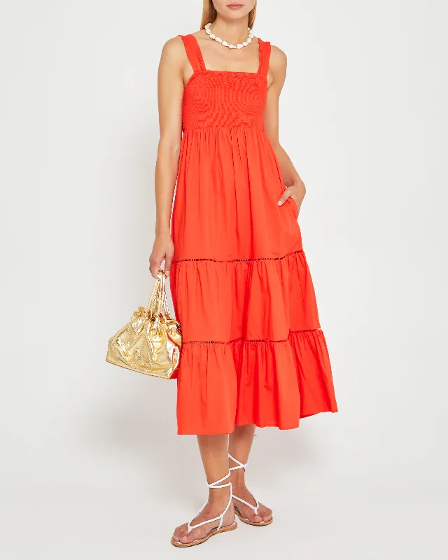 Sleeveless midi dresses with lace details for summer weddingsColette Cotton Dress