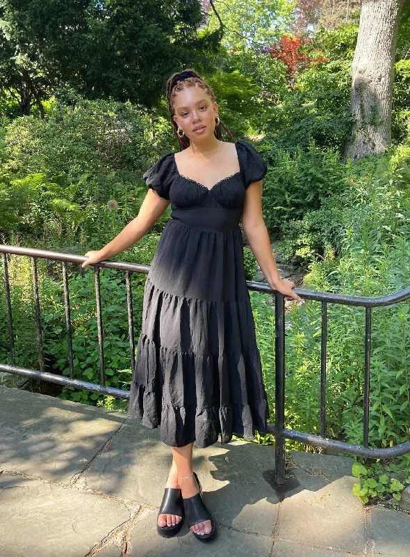 Midi dresses with ruffled bodices for a more pronounced feminine lookDanny Midi Dress Black Midi dresses with ruffled bodices for a more pronounced feminine lookDanny Midi Dress Black