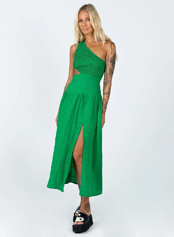 Plaid midi dresses for a fall - themed family gatheringDavina Midi Dress Green