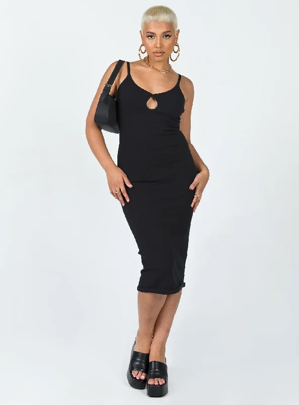 Sleeveless midi dresses with lace details for summer weddingsKena Midi Dress Black