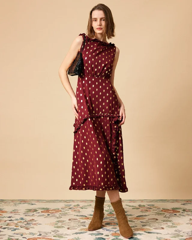 Midi dresses with V - necklines for a flattering and elongating effectThe Polka Dot Sleeveless Slit Midi Dress Midi dresses with V - necklines for a flattering and elongating effectThe Polka Dot Sleeveless Slit Midi Dress