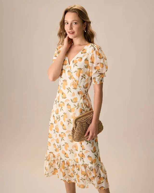 Wrap - style midi dresses in silk for a sophisticated office lookThe Yellow Lemon Wrap Midi Dress Wrap - style midi dresses in silk for a sophisticated office lookThe Yellow Lemon Wrap Midi Dress
