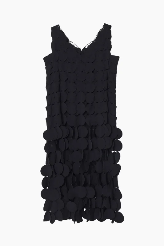 Denim Top for a Music Festival with a Rock - n - Roll VibeA.W.A.K.E Mode Multi Circle Layered Dress with Lace Insert - Black Denim Top for a Music Festival with a Rock - n - Roll VibeA.W.A.K.E Mode Multi Circle Layered Dress with Lace Insert - Black