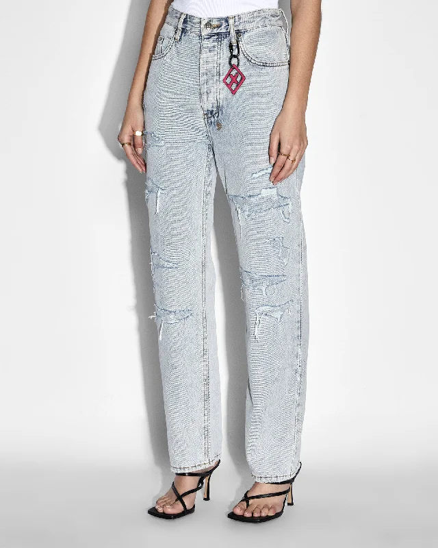 Denim Top with a Peplum Hem for a Flirty and Feminine LookBROOKLYN JEAN MUSE REPAIR