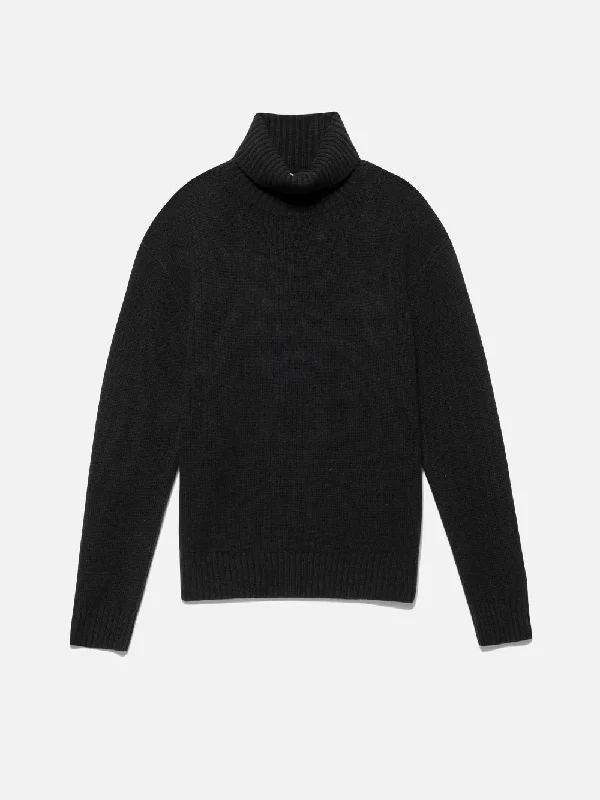 Denim Top with a Floral Print for a Feminine TouchCashmere Turtleneck -- Noir