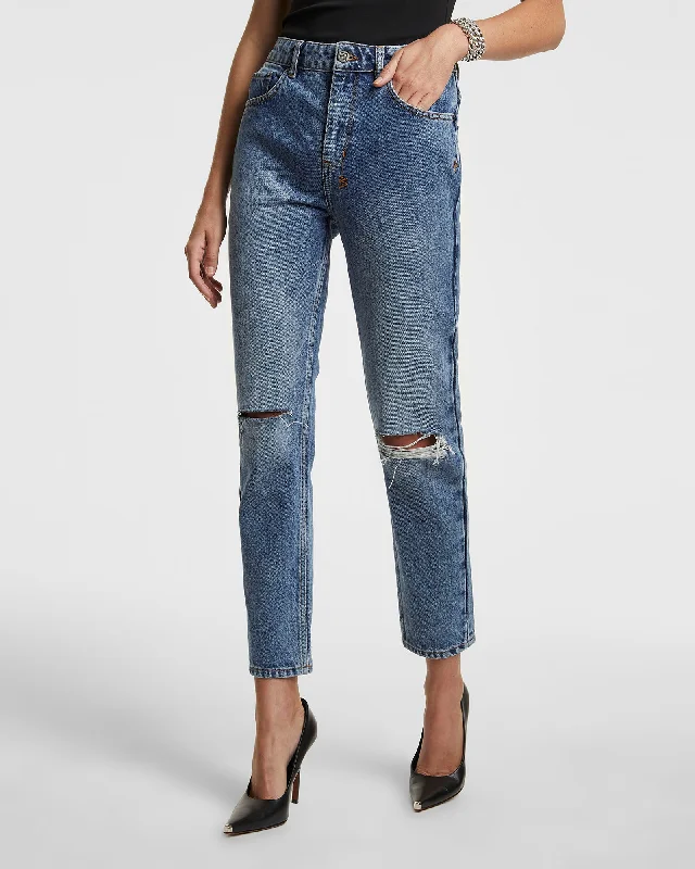 Ripped Denim Top for a Rebellious Fashion StatementNINE O KOSMIC BLUE
