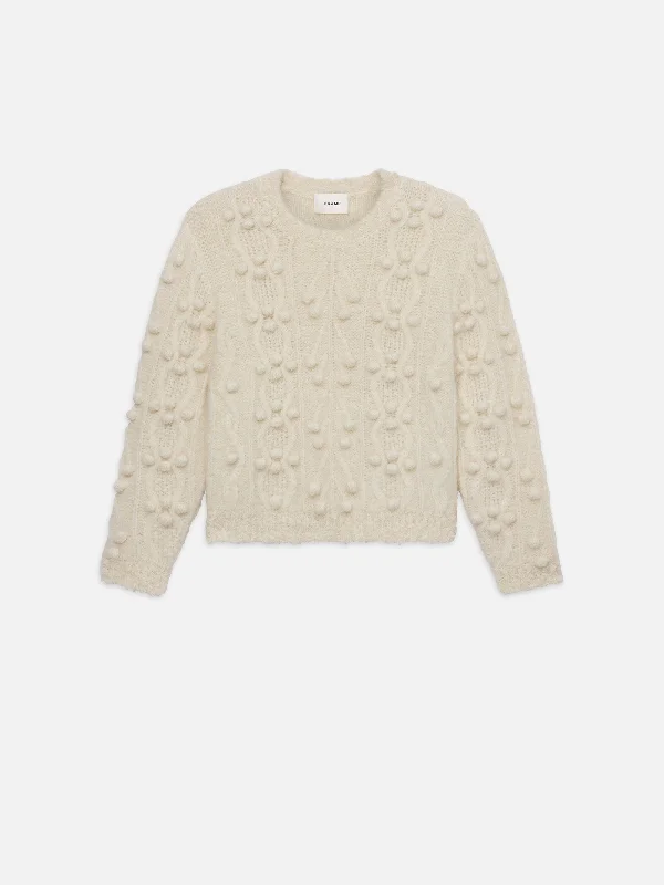 Cropped Denim Top to Pair with High - Waisted BottomsPopcorn Pullover -- Cream