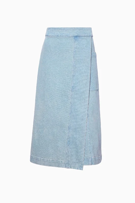 Distressed Denim Top for a Trendy and Edgy LookProenza Schouler White Label Iris Wrap Skirt - Grey Indigo Distressed Denim Top for a Trendy and Edgy LookProenza Schouler White Label Iris Wrap Skirt - Grey Indigo