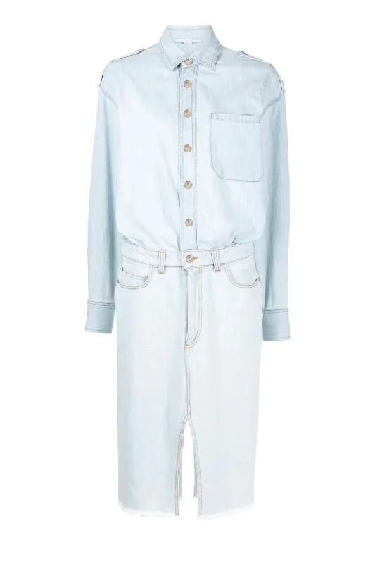 Denim Top with a Collared Neckline for a Preppy StyleStella McCartney Denim Shirt Dress - Pale Blue Denim Top with a Collared Neckline for a Preppy StyleStella McCartney Denim Shirt Dress - Pale Blue