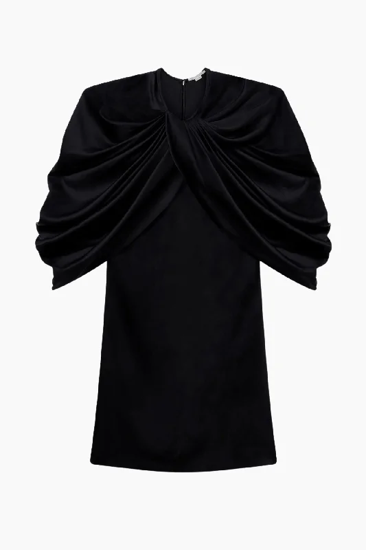 Ripped Denim Top for a Rebellious Fashion StatementStella McCartney Draped Satin Mini Dress - Black Ripped Denim Top for a Rebellious Fashion StatementStella McCartney Draped Satin Mini Dress - Black