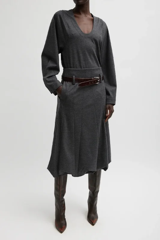 Long - Sleeve Denim Top for Cold Weather LayeringTibi Melange Jersey U-Neck Top - Dark Heather Long - Sleeve Denim Top for Cold Weather LayeringTibi Melange Jersey U-Neck Top - Dark Heather