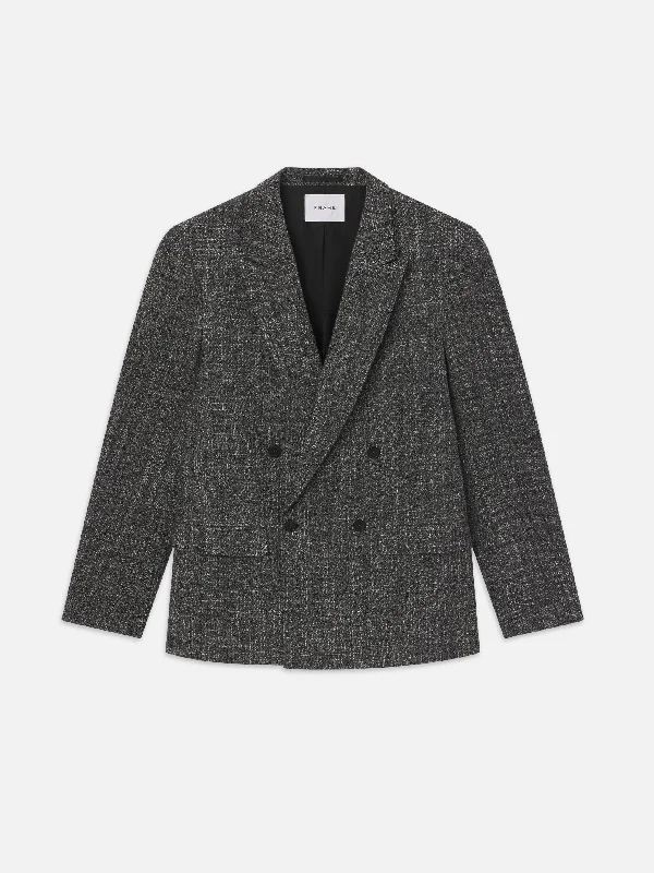 Denim Top with a Belted Waist for a Defined SilhouetteTweed Blazer -- Grey
