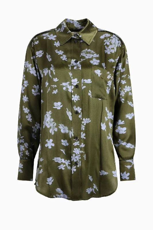 Denim Top with a Metallic Accent for a Shiny LookVictoria Beckham Pyjama Shirt - Scifi Floral Khaki Denim Top with a Metallic Accent for a Shiny LookVictoria Beckham Pyjama Shirt - Scifi Floral Khaki